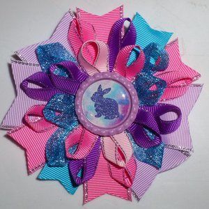 Easter Bunny Rabbit Girls 5-Inch Hair Bow Clip